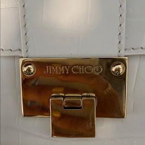 Jimmy Choo white croc embossed shoulder bag